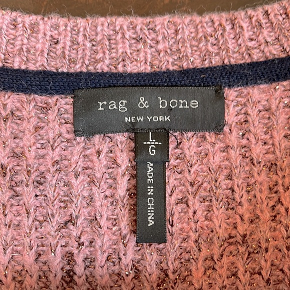 💕 Rag & Bone Jubilee Metallic Merino Wool Crop Sweater (L) - Picture 6 of 7